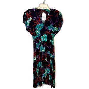 Vintage 70s/80s WE 3 Ltd New York Dress Floral Tropical Print ILGWU Union Size M
